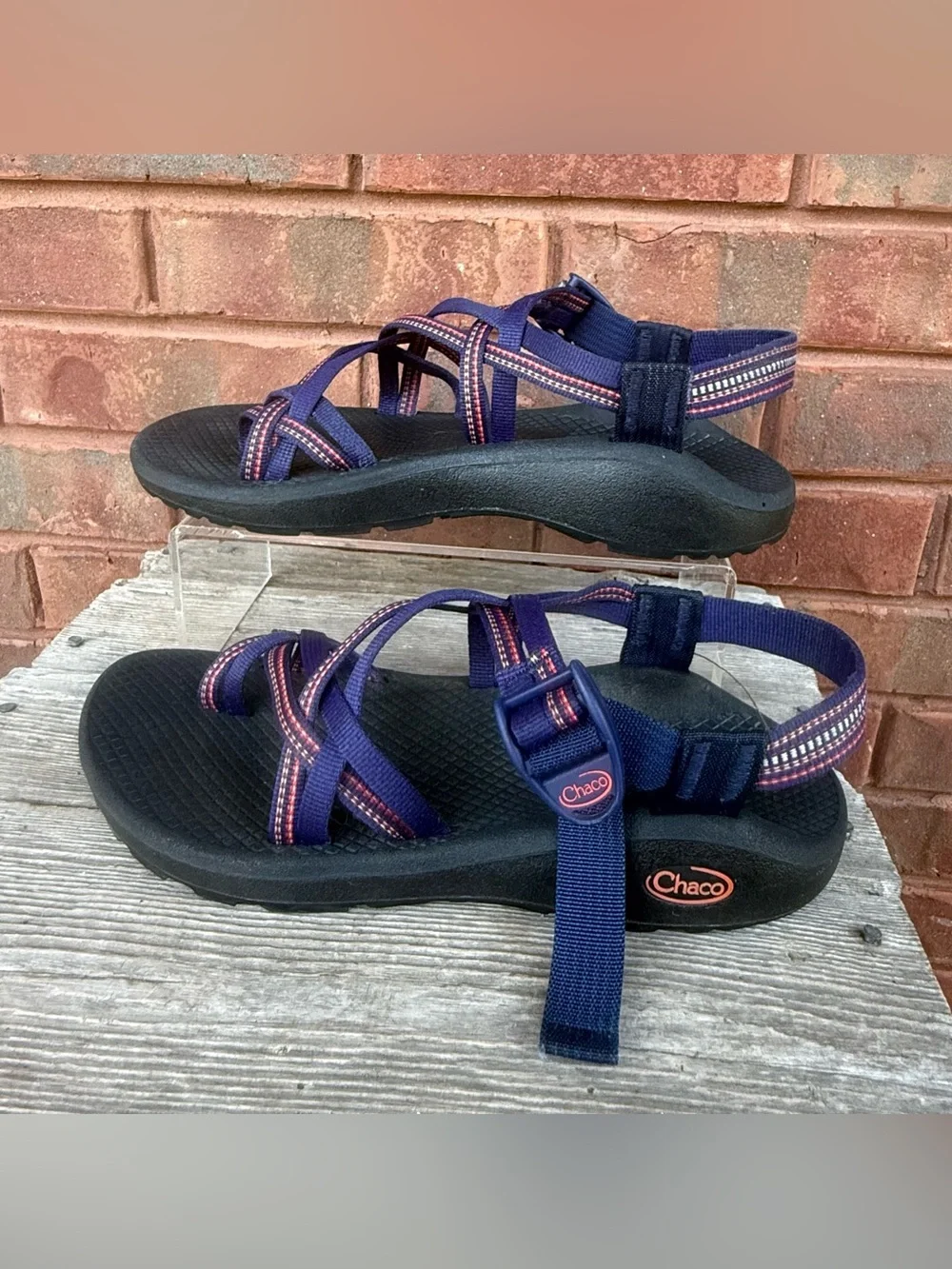 Chaco ZX/2 Cloud Sandals Womens 8 Blue white Strappy Trail Shoes Chacos